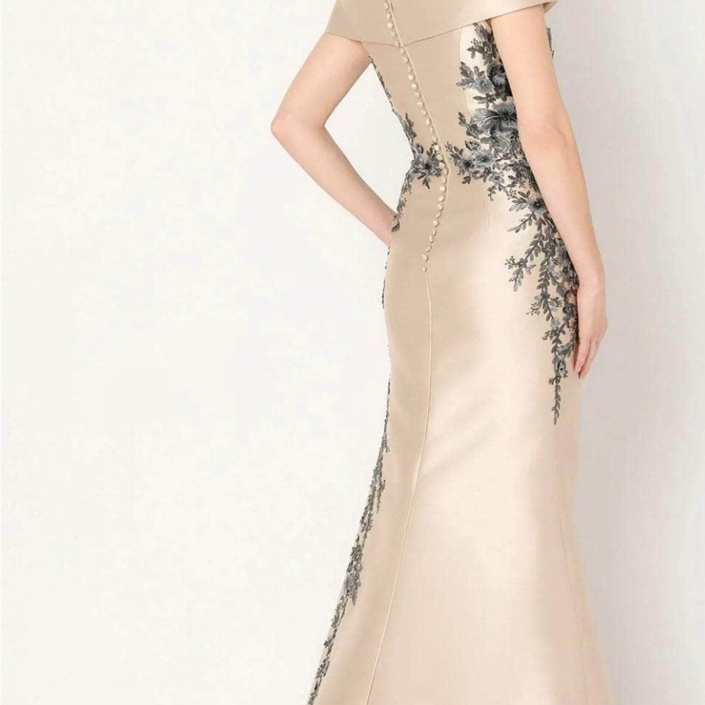 Elegant Champagne and Black Mother of the Bride Gown